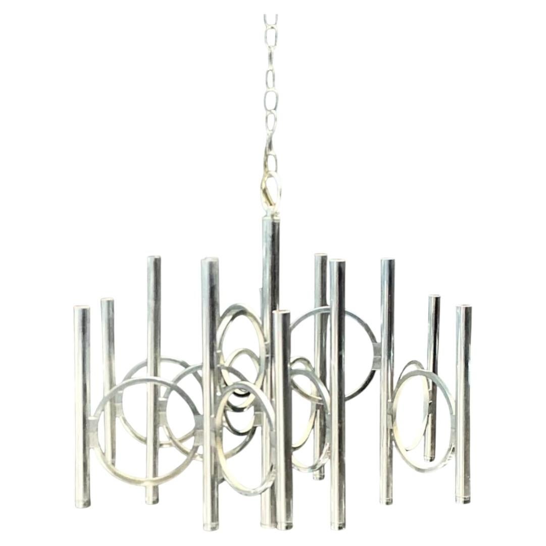 Vintage Scolari for Lightolier Chrome Chandelier For Sale