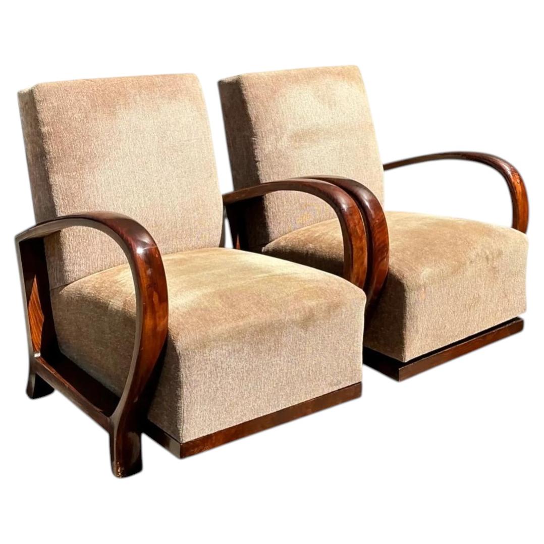 Vintage Art Deco Bentwood Lounge Chairs - Pair