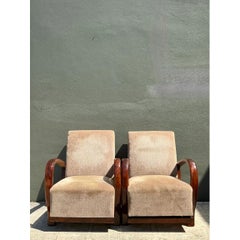 Sillones vintage de estilo Art Déco de madera curvada - Juego de dos
