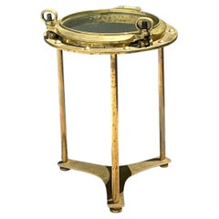 Vintage Brass and Glass Porthole Accent Table