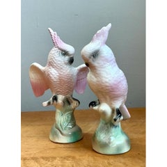 Vintage Ceramic Cockatoo Figurines - Pair