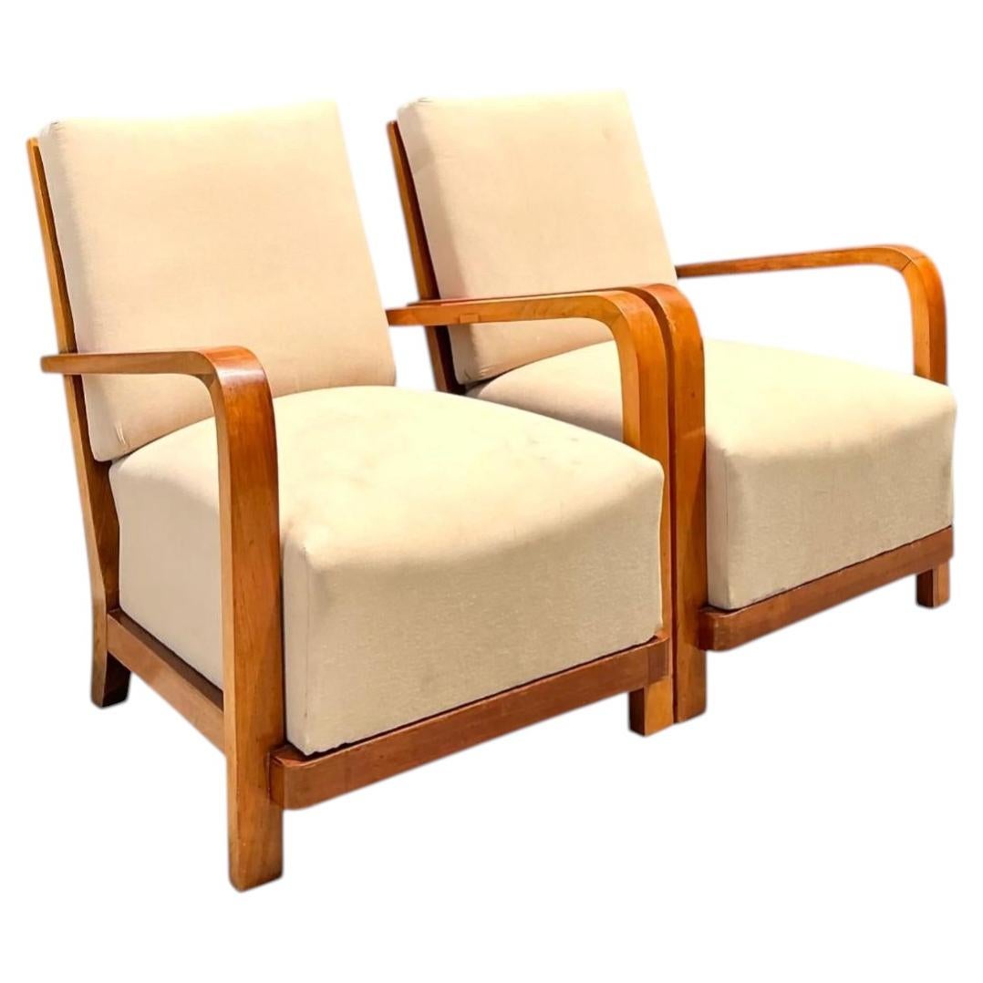 Vintage Art Deco Lounge Chairs - Pair For Sale