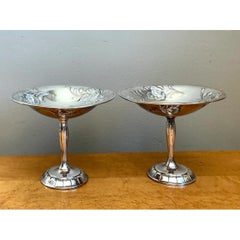 Vintage Silverplate Floral Compotes - Pair