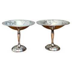 Vintage Silverplate Floral Compotes - Pair