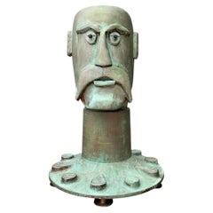 Busto d'uomo in resina patinata in stile vintage steampunk