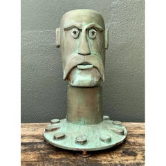 Busto d'uomo in resina patinata in stile vintage steampunk