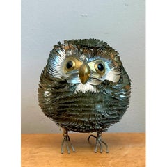 Sergio Bustamante Metal Owl Sculpture
