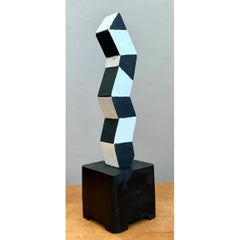 Vintage Geometric Wood Sculpture