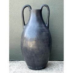 Vintage Large Black Ceramic Amphora Vase