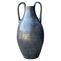 Grand vase vintage en forme d'amphore, en céramique noire