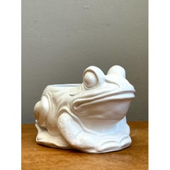 Vintage Italian White Frog Ceramic Vase