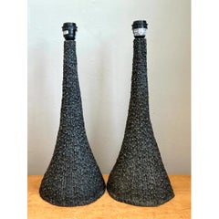 Vintage Textured Resin Table Lamps - Pair