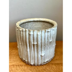 Vintage Faux Bamboo White Ceramic Pot