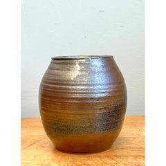 Vintage Brown Glazed Ceramic Vase