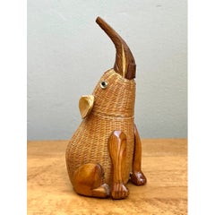 Vintage Shanghai Weave Rattan Elephant
