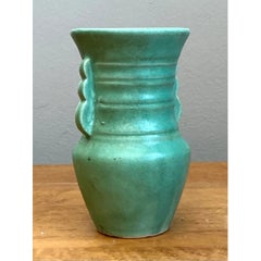 Vintage Turquoise Ceramic Pottery Vase
