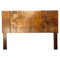 Vintage Lane “Mosaics” Brutalist Wood Queen Headboard