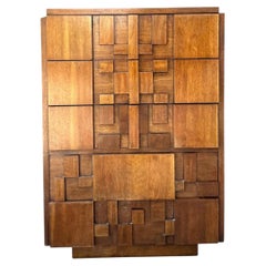Vintage Lane “Mosaics” Brutalist Tall Chest Of Drawers