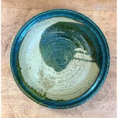 Vintage Abstract Glazed Pottery Bowl