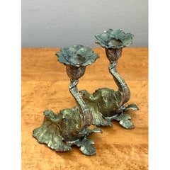 Vintage Brass Elephant Candlesticks - Pair