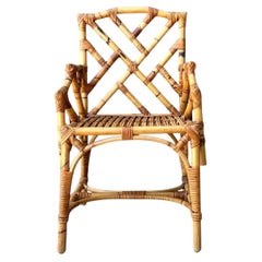 Sillón chino vintage Chippendale de bambú