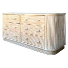 Vintage Washed Pretzel Reed Six-Drawer Dresser