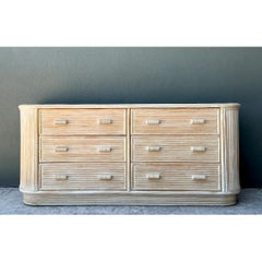 Vintage Washed Pretzel Reed Six-Drawer Dresser