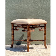 Taburete bajo de imitación de bambú de estilo vintage