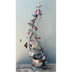 Vintage Patinated Copper Lotus Sculpture