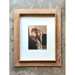Vintage Framed Abstract Figurative Painting