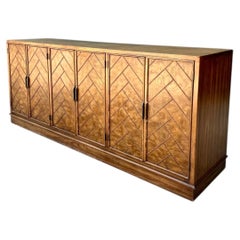 Vintage American Of Martinsville Chevron Wood Credenza