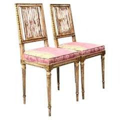 Chaises d'appoint suédoises vintage de style Chippendale en bois doré - Paire