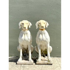 Vintage Cast Concrete Hunde - ein Paar