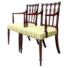 Vintage Carved Wood Chippendale Armchairs - Pair