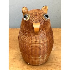 Vintage Shanghai Weave Rattan Owl Basket