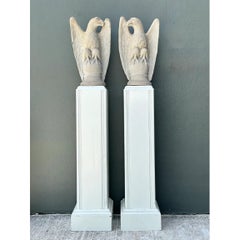 Vintage Cast Cement Eagle Statues - Pair