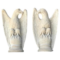 Vintage Cast Cement Eagle Statues - Pair