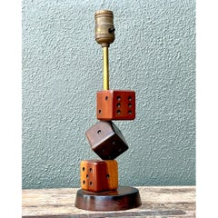 Vintage Wood Dice Desk Lamp