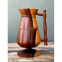 Vintage Turned Wood Pitcher