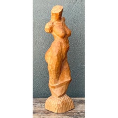 Vintage Abstract Wood Figurative Sculpture