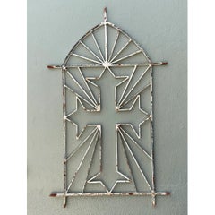 Vintage Architectural Element Metal Cross Window Grate