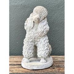 Vintage Cement Poodle Dog Statue