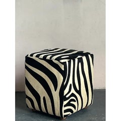 Vintage Boho Zebra Ottoman