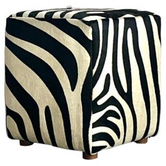 Vintage Boho Zebra Ottoman