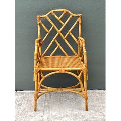 Vintage Chinese Chippendale Rattan Chair