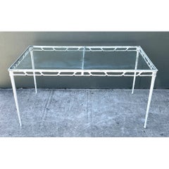 Vintage Brown Jordan “Calcutta” Metal Patio Dining Table with Glass Top