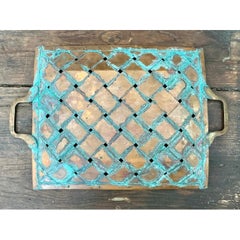 Vintage Patinated Copper Lattice Tray