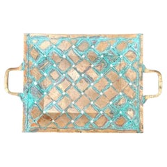 Vintage Patinated Copper Lattice Tray