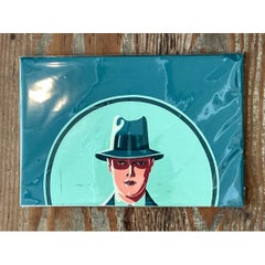 Vintage Figurative Painting of Man in Hat On Paper
