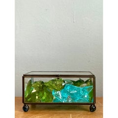 Retro Glass Display Box with Crystal And Resin Prisms